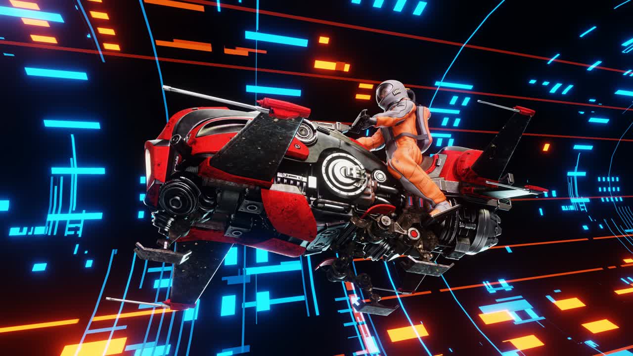 el vuelo del astronauta, el túnel de bucle de vj. renderizado en 3d