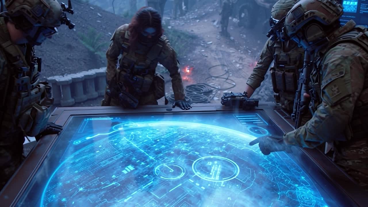 Las tropas utilizan tecnología holográfica avanzada en zonas de combate