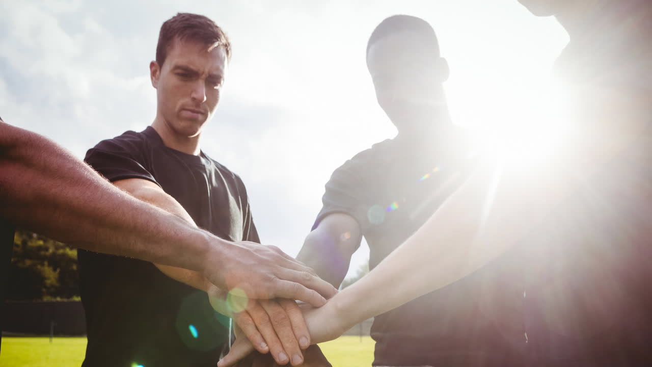 Animation of diverse male rugby players at stadium