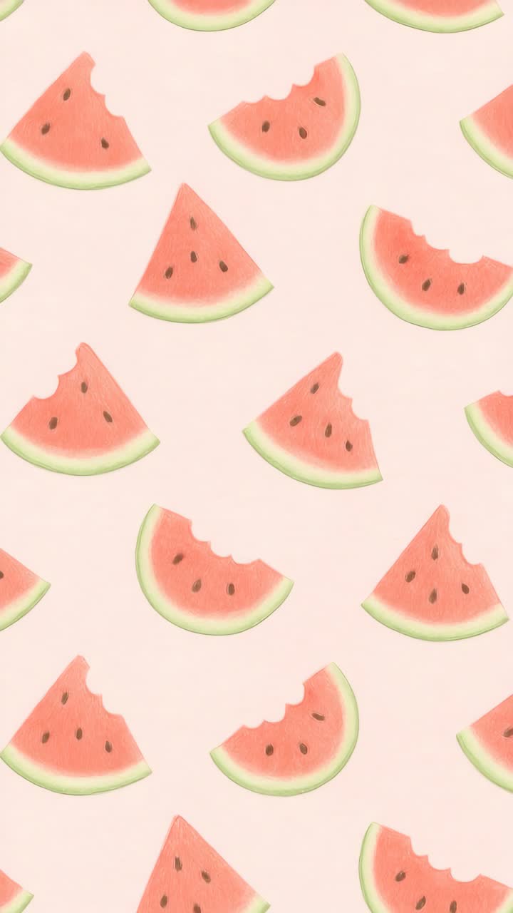 Top-down view of a playful watermelon pattern on a pastel background, ideal for a summer-themed