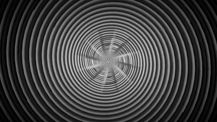 Abstract Monochrome Spiral Rotating Hypnotic Pattern