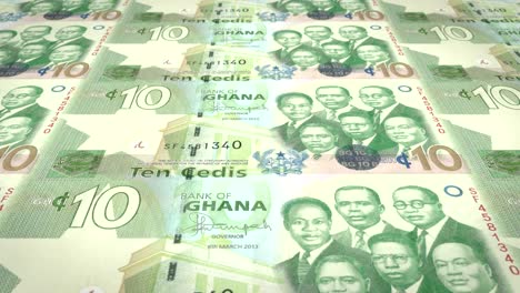 banknotes of ten ghanaian cedis of ghana, cash money, loop