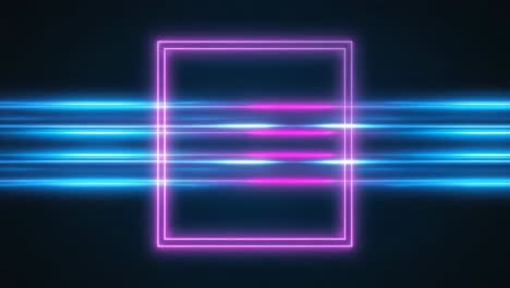 Neon Square with Glowing Lines
