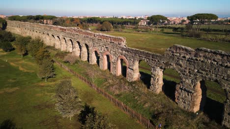 claudio aqueduct, rome, italy - cinematic establishing drone shot