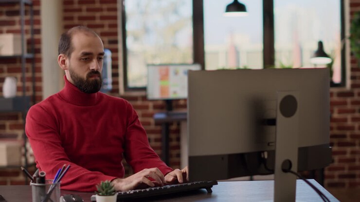 Project manager working on statistics charts for business growth