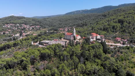 Saint-Jacob-European-Church-Building-in-Croatia-Countryside,-Aerial