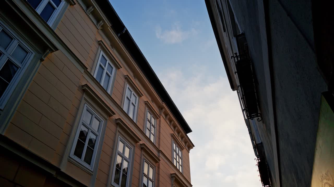 old houses in old town Stein showing upper part of houses moving slowly down