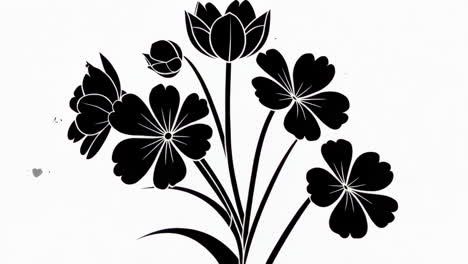 minimalist black and white floral silhouettes