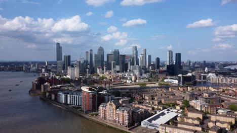 aerial view canary wharf in tower hamlets, london