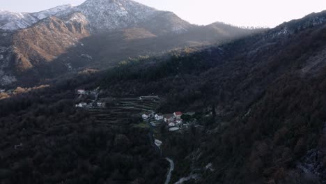 aerial - epic shot of godinje village, close to lake skadar, montenegro, reverse