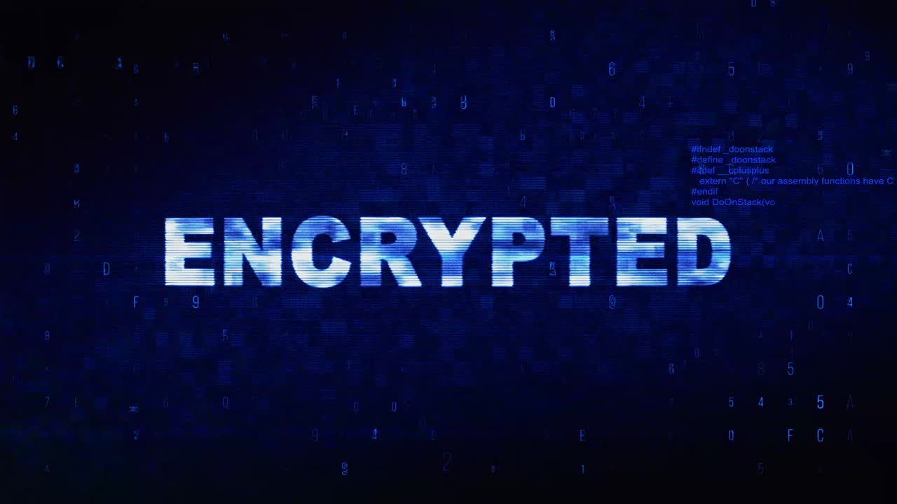 Encrypted text digital noise twitch and glitch effect tv screen loop animation background login and