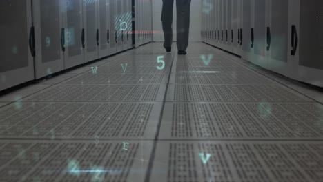 animación del procesamiento de datos con advertencia de ataques cibernéticos sobre técnicos y servidores informáticos