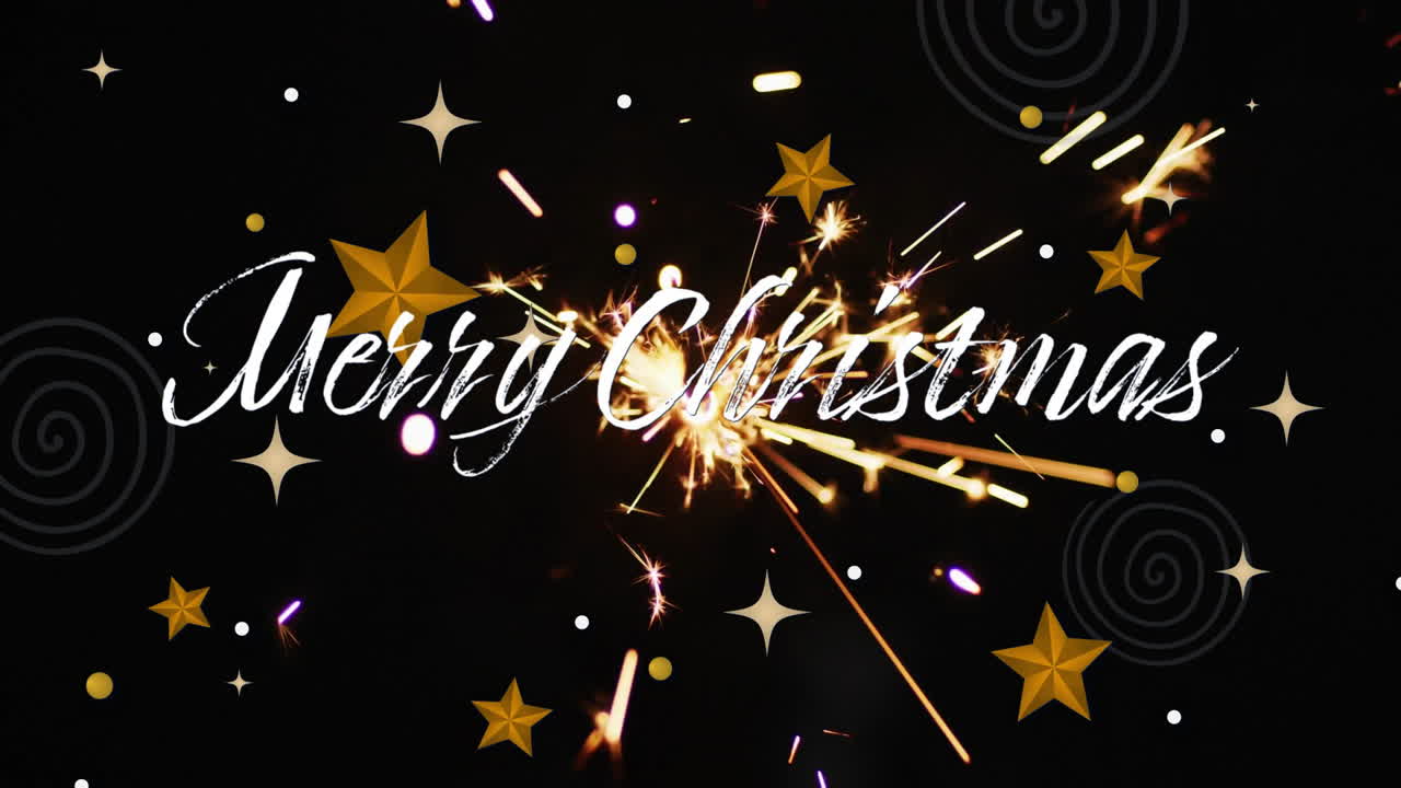 Animazione di testo 'Buon Natale' su stellina luminosa e stelle