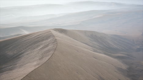 dunas de arena roja del desierto en la niebla