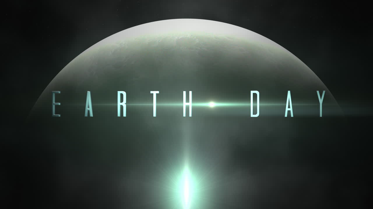 Earth Day with light of star and big planet in space