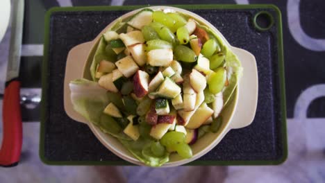 fruits and salad in the bowl