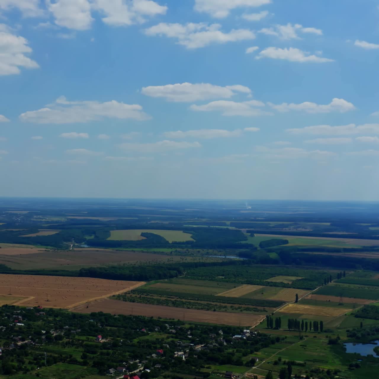 Aerial view of green countryside