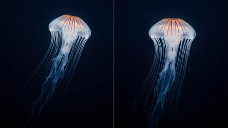 a beautiful jellyfish gliding gracefully through the deep ocean waters, illuminated by natural light and capturing the elegance of marine life