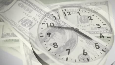 animation of clock moving over banknotes