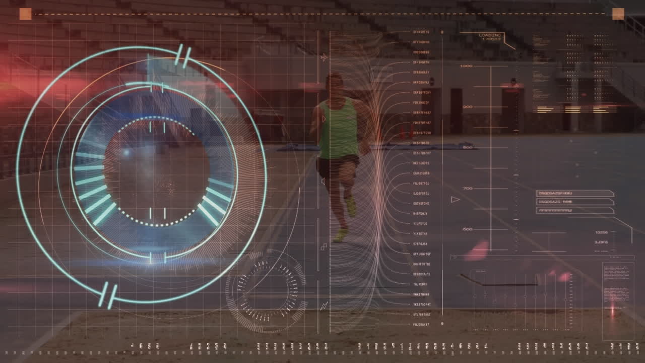 animación del escaneo del alcance y el procesamiento de datos a través de servidores informáticos