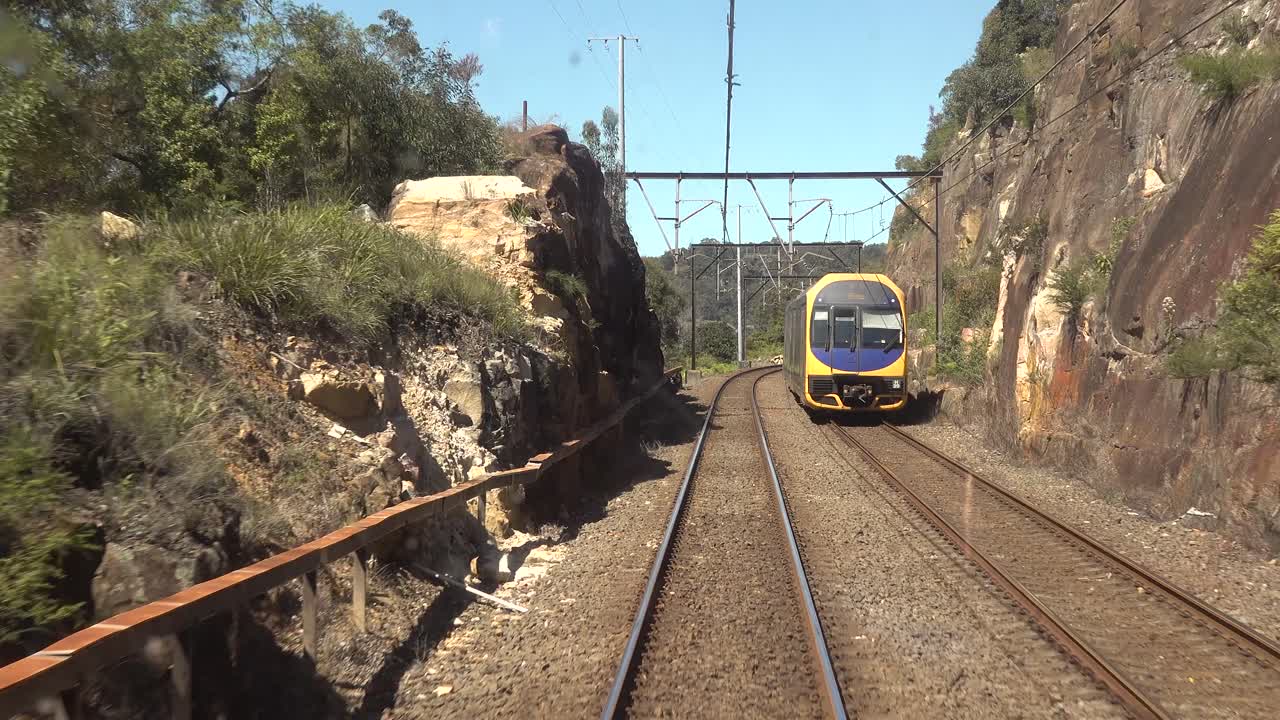 Train divers view passing another train Australia 1