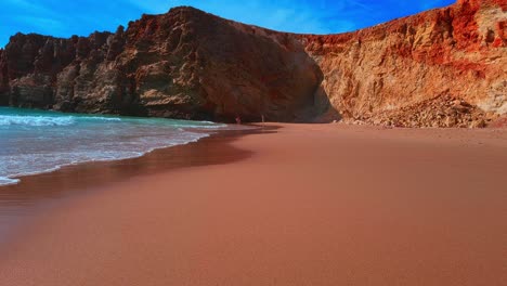 Beach-and-cliffs-of-Praia-do-Tonel,-Cabo-Sagres,-Algarve,-Portugal