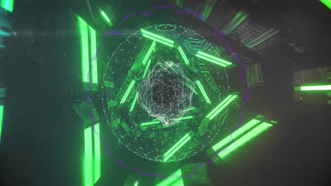 globo de la red de conexiones contra el túnel brillante