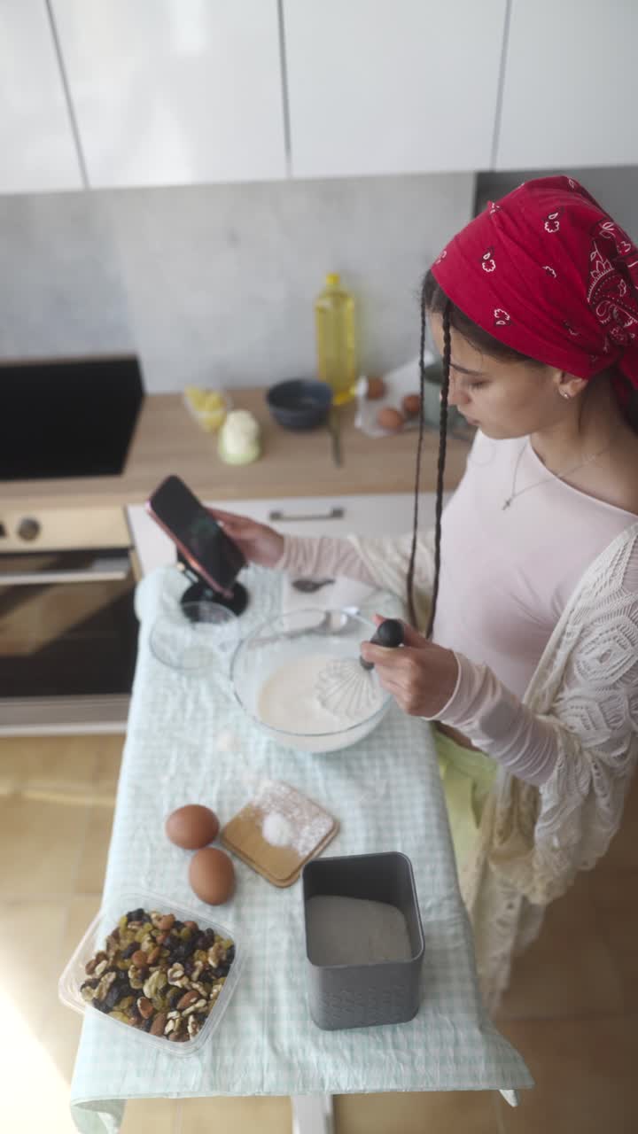 Teenager Baking a Recipe