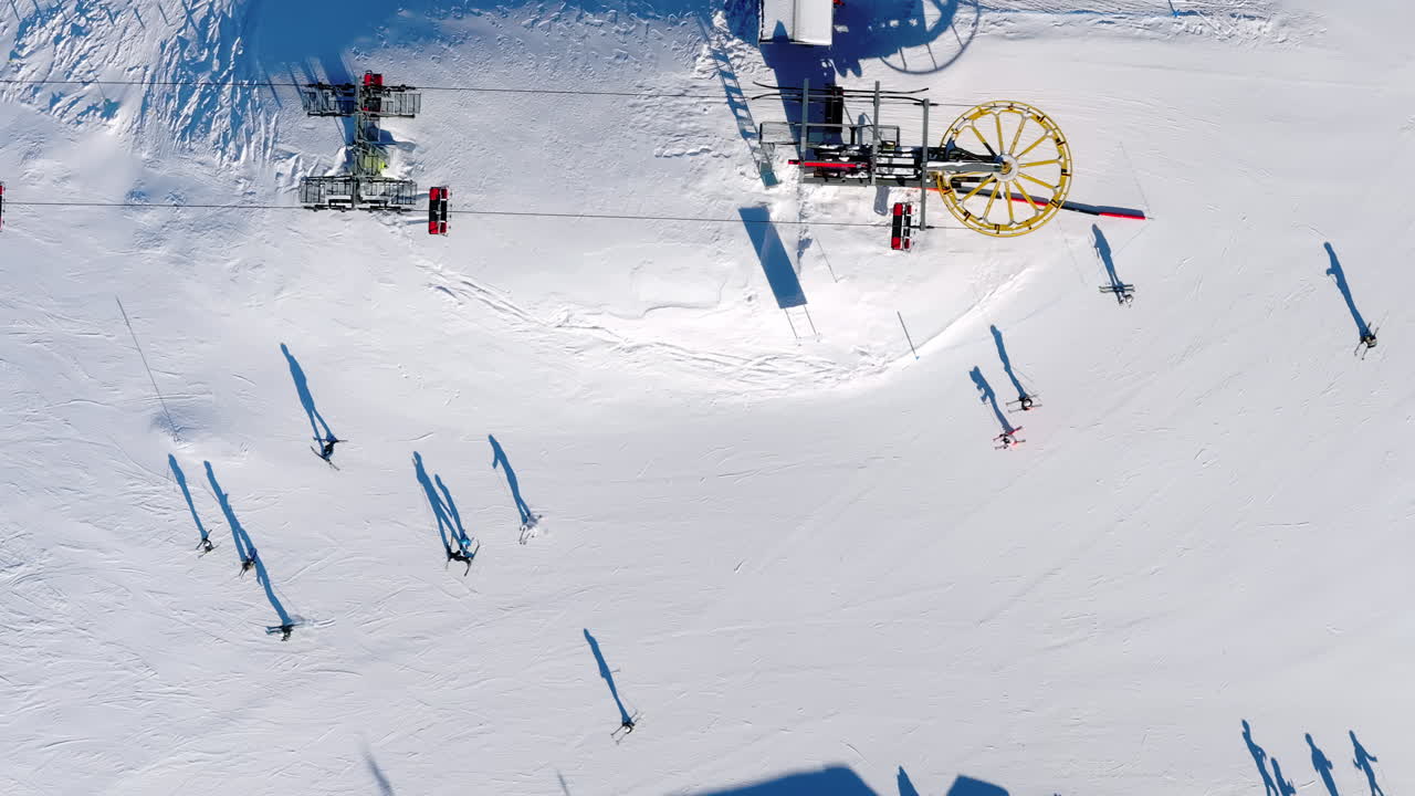 Aerial drone view of a ski resort in Col dei Baldi, Alleghe, in the Dolomites, Italy in daylight