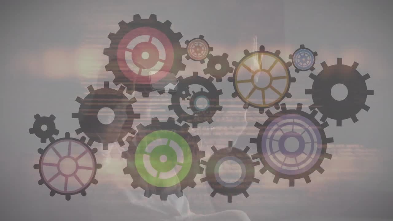 animación de los engranajes que se mueven sobre el procesamiento de datos