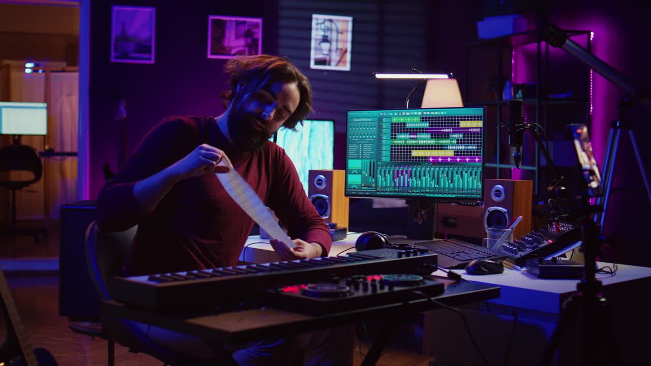 Guitar teacher recording online music lesson on smartphone