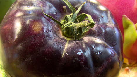 close-up of a purple tomato