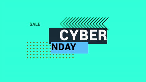 cyber monday with dots and zigzag pattern on green gradient