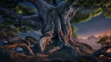 majestic ancient tree at twilight