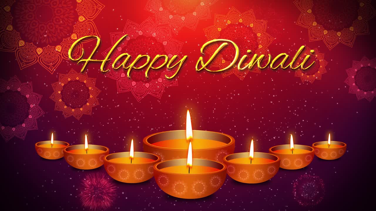 4k video loop animation happy diwali festival of lights burning diya lamps diwali celebration wishes