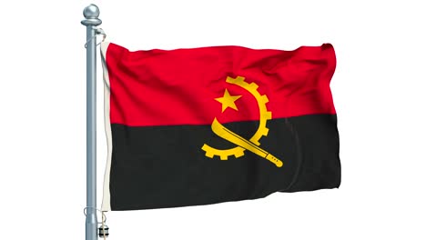 bandera de angola ondeando sobre un fondo blanco, animación. representación en 3d