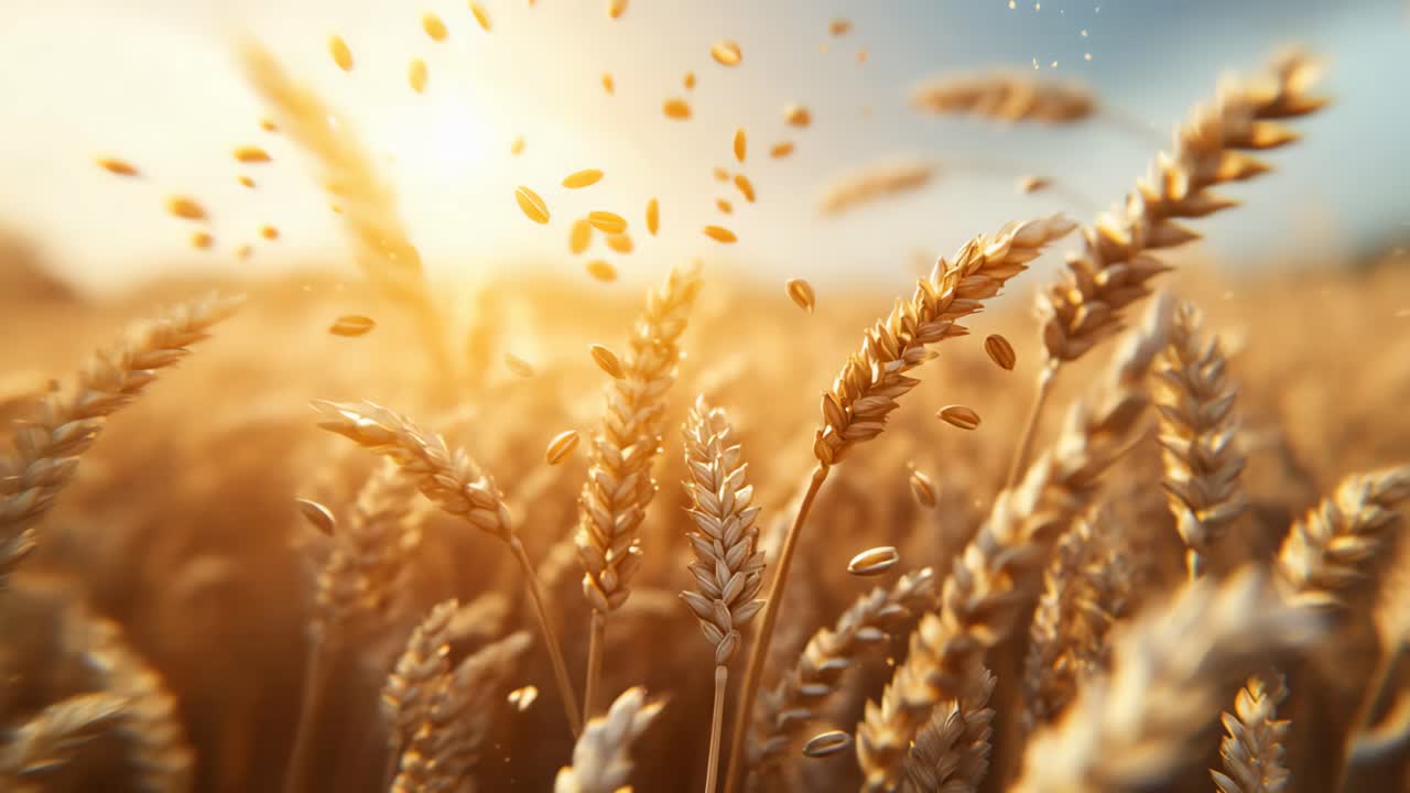 해가 지는 황금의 밀