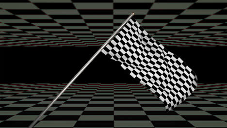 bandera a cuadros ondeando con tablero de cuadros negro y gris moviéndose arriba y abajo