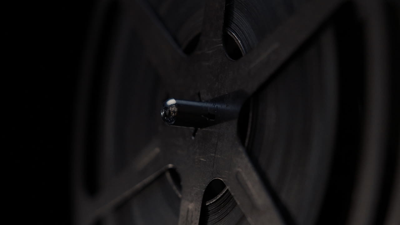 Close-up of a vintage film reel