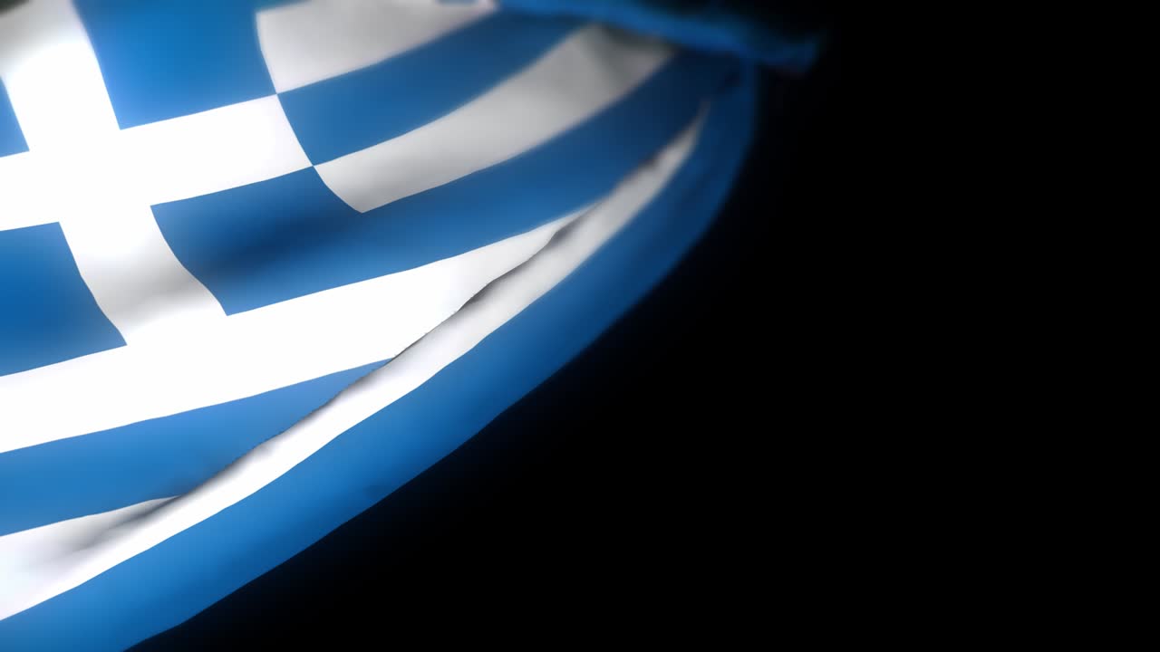 그리스 발: 바람에 흔들리는 그리스  발의 현실적인 3d 애니메이션, 그리스의 국기, 시엄리스 루프 애니메이션, 4k 고품질, 3d 렌더링