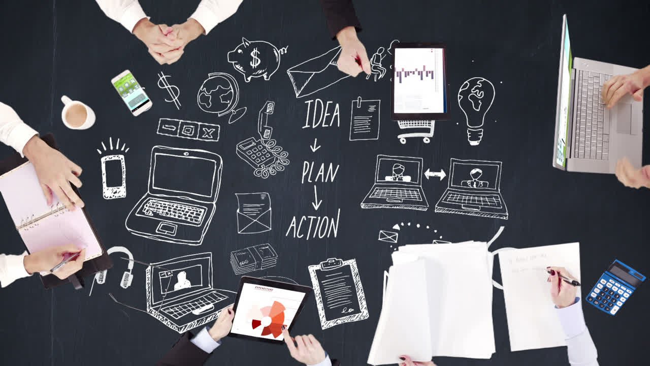 사업가 들 의 손 이 일 하고 있다