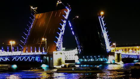 open drawbridge in saint petersburg at night