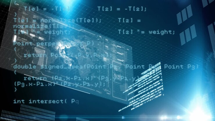 Animation of data processing over globe and screen