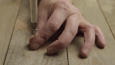 mano usando un destornillador manual para asegurar el tornillo en la madera-2