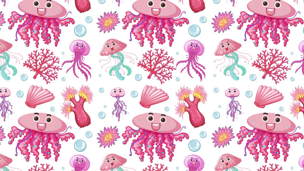 medusas vibrantes y vida marina en patrones sin costuras