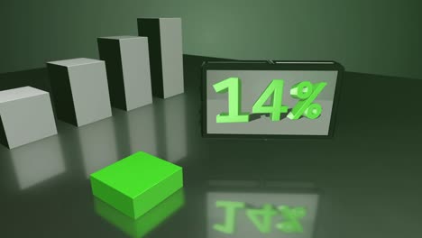 growing green 3d bar diagram with screen up to 41%