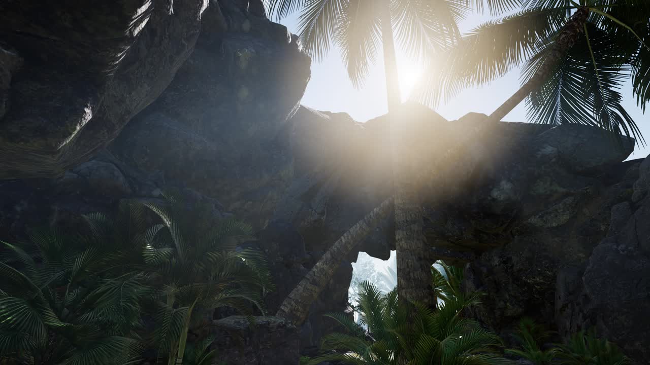 태국의 굴 ⁇  동굴을 통해  ⁇ 빛이  ⁇ 니다.