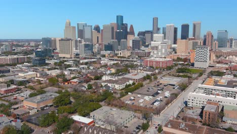 4k aerial view of downtown houston and nearby neighborhoods