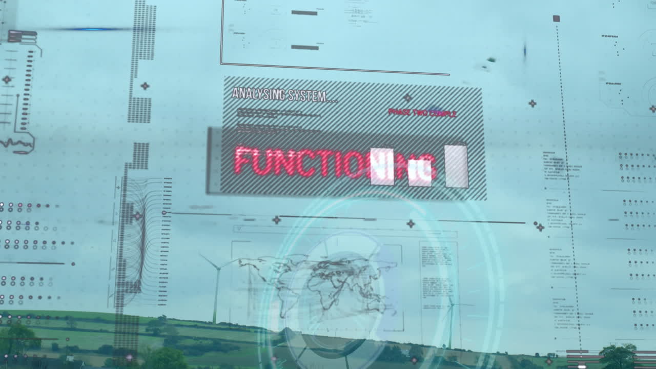 풍력 터빈을 통해 통계 및 데이터 처리의 애니메이션