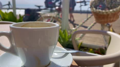 Coffee-Cup-at-harbour-Cafe-in-the-Aalgarve,-morning-break-at-a-relaxing-location